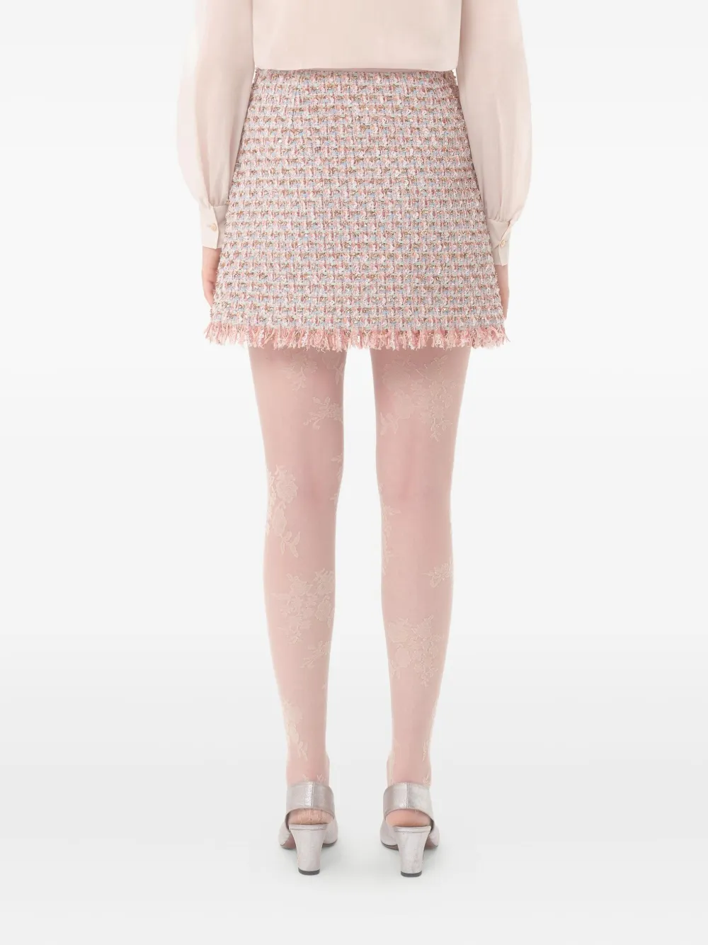 Valentino Garavani Tweed mini-rok met lint Roze