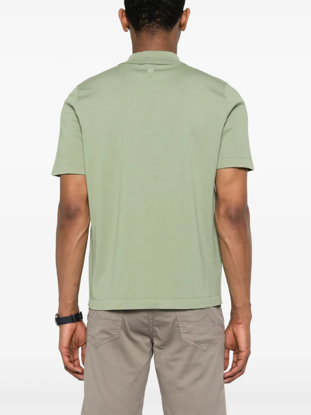 Canali Poloshirt met rits Groen