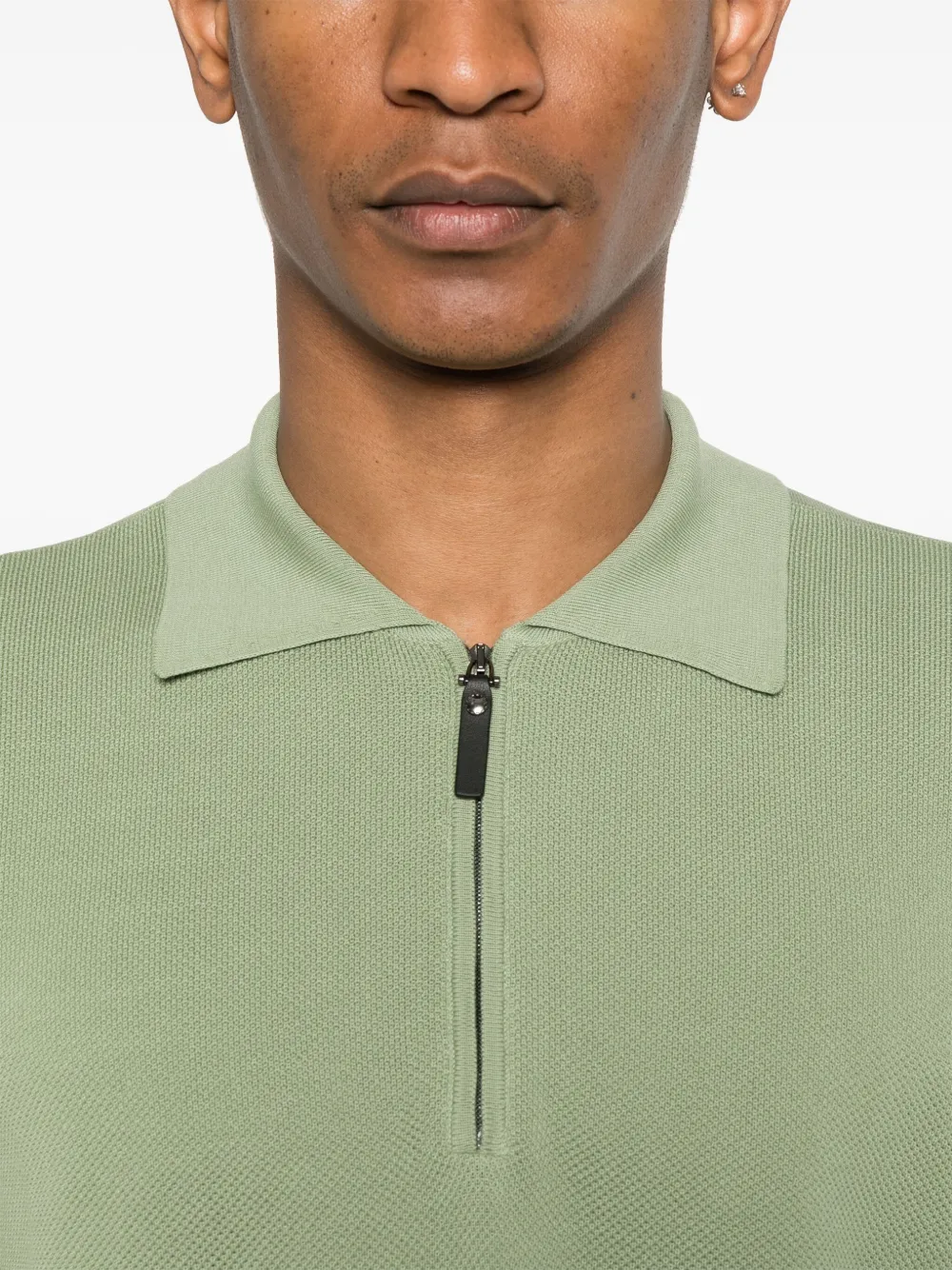 Canali Poloshirt met rits Groen