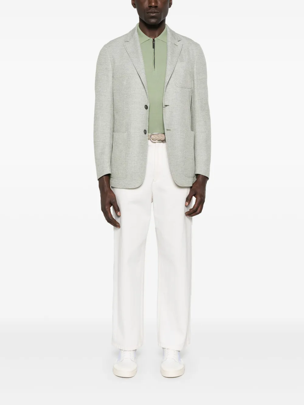 Canali Katoenen poloshirt met rits - Groen