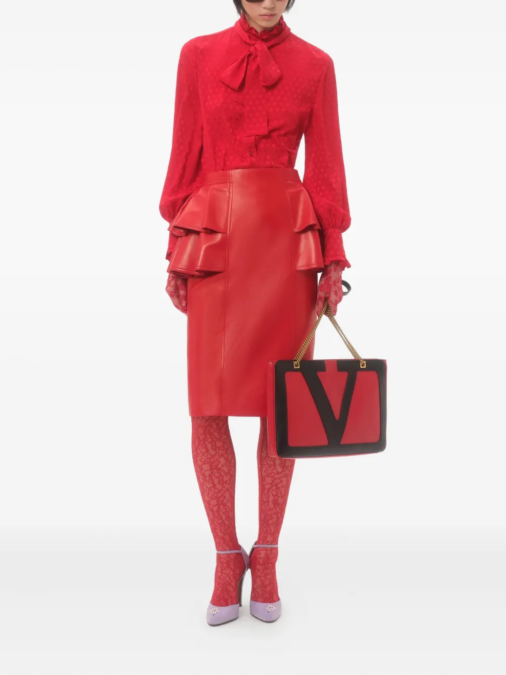 Valentino Garavani leather midi skirt | Straight Skirts | Image 2