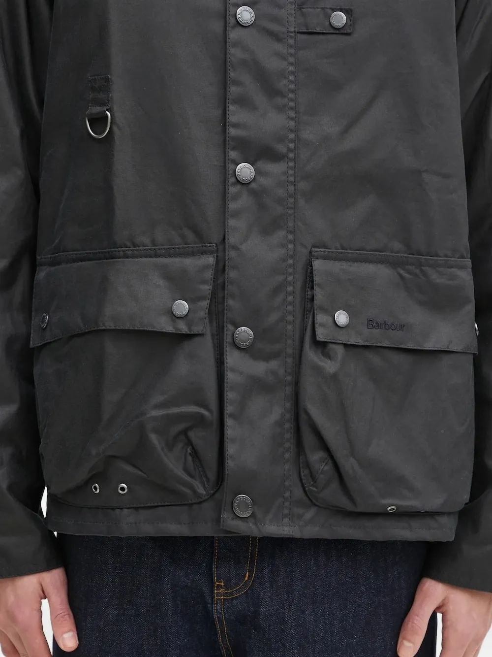 Barbour Corduroy-collar Buttoned Jacket In Black
