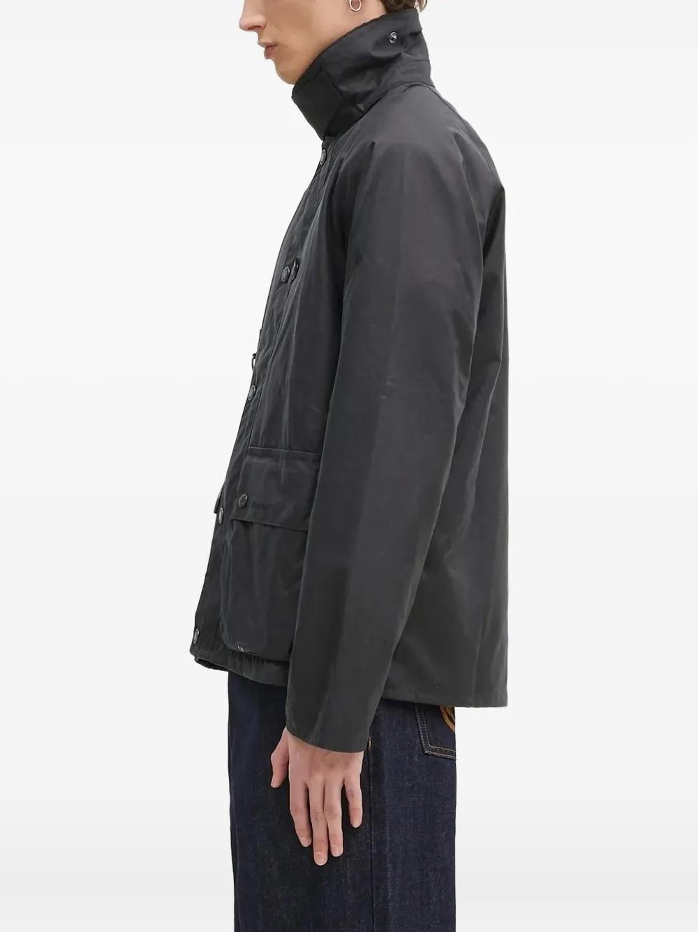 Barbour Corduroy-collar Buttoned Jacket In Black