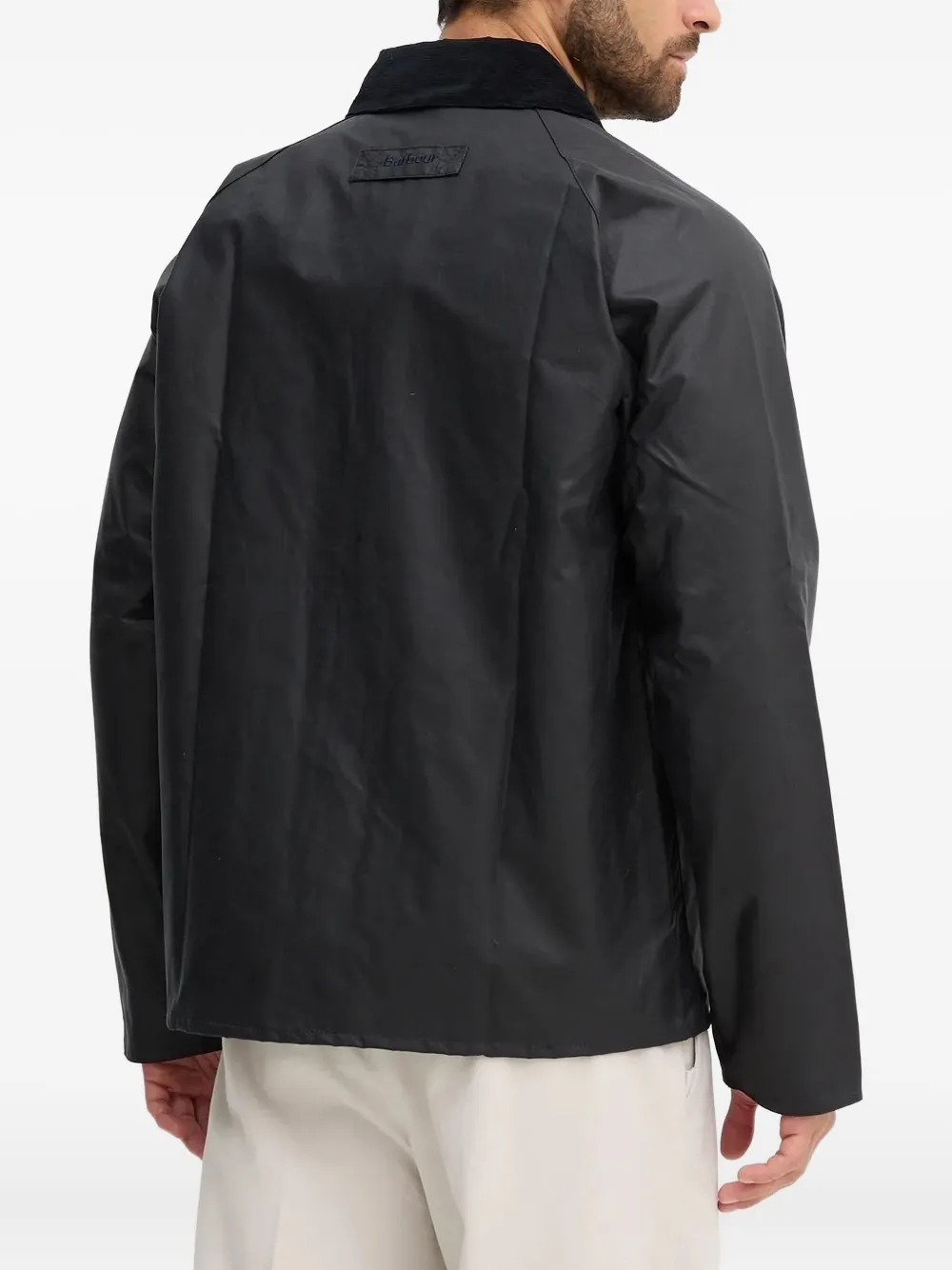 Barbour Corduroy-collar Buttoned Jacket In Black