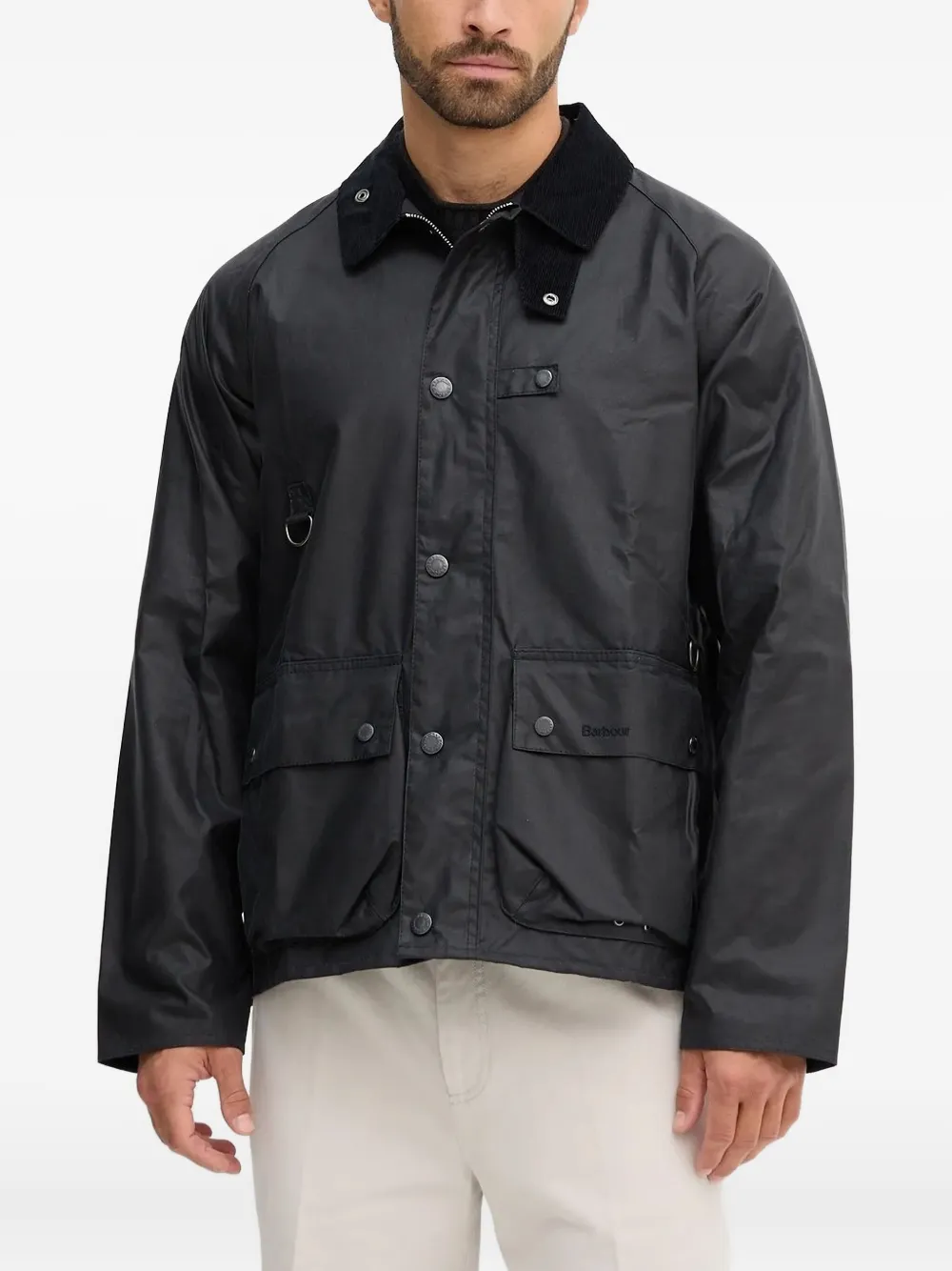 Barbour corduroy-collar buttoned jacket Zwart