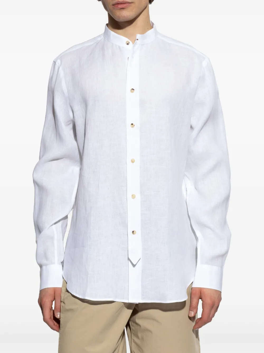 Shop Paul Smith Linen Shirt In White