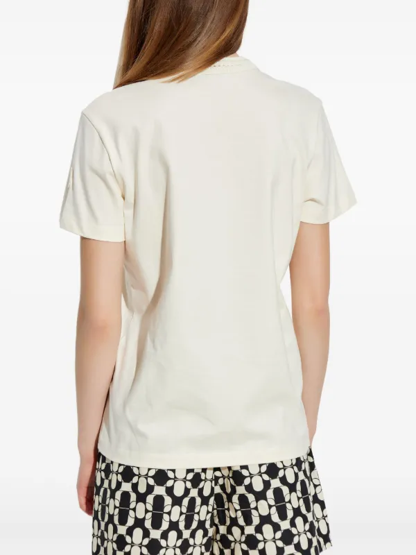 Moncler crochet-detail Cotton T-shirt | White | FARFETCH IL