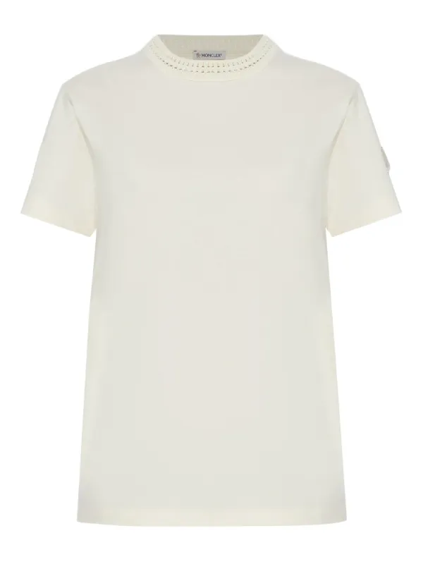 Tシャツ・カットソー MONCLER T-SHIRT WITH CROCHET DETAIL Moncler T-shirt With Crochet Detail - ShopStyle