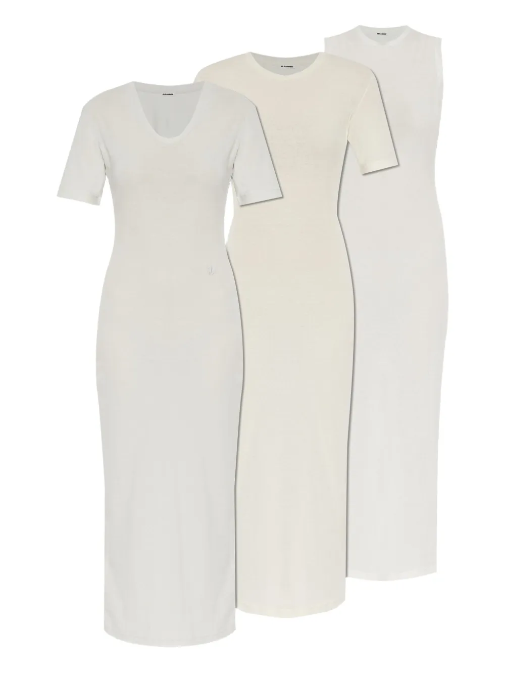 JIL SANDER+ Drie katoenen midi-jurken Wit
