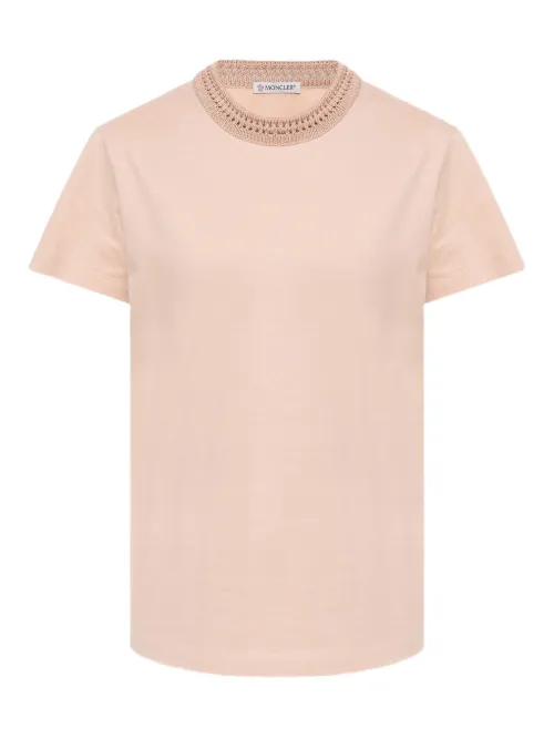 Crochet-detail cotton T-shirt - Moncler - Modalova