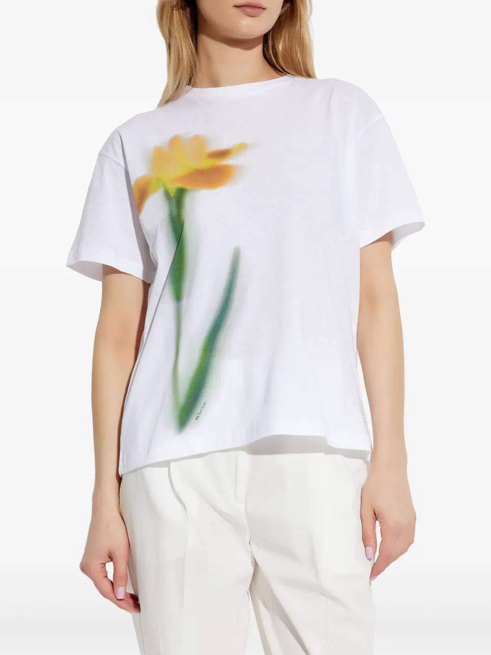 Ps By Paul Smith Ps Paul Smith Womens Flower Stem T Shirt In White