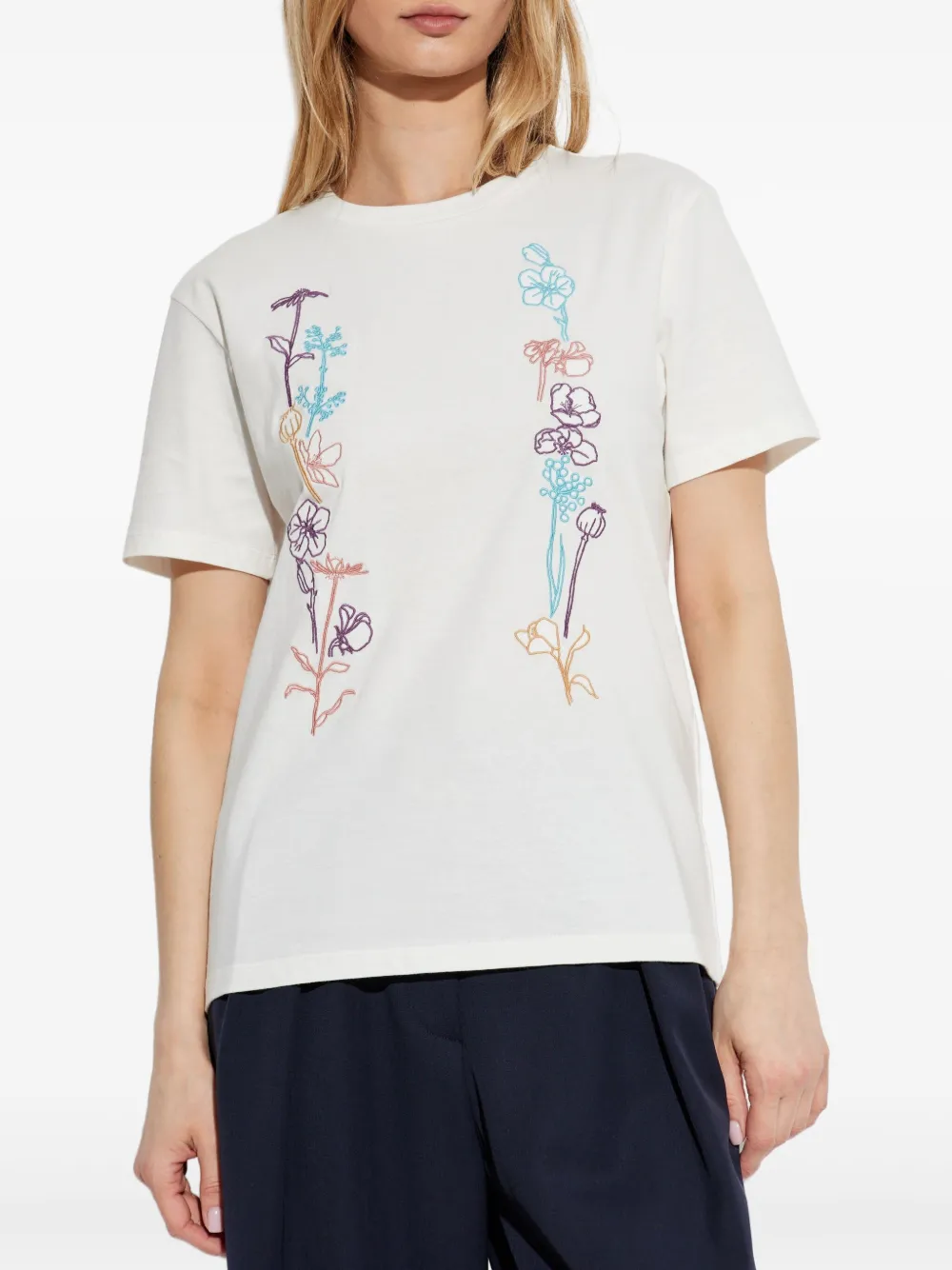 PS Paul Smith T-shirt met bloemenprint Wit