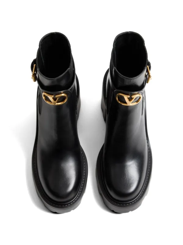 Valentino Garavani VLogo Signature Calfskin Chelsea Boots | Black