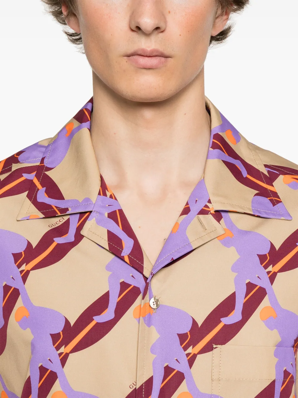 Gucci Popeline overhemd met print Beige