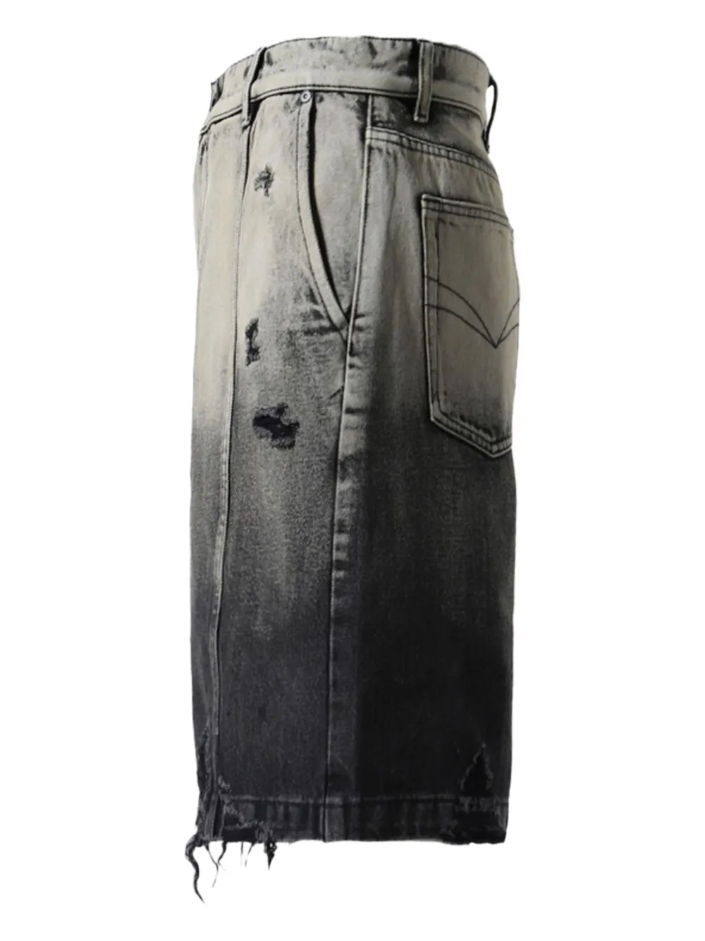 Feng Chen Wang Denim shorts met kleurverloop Zwart