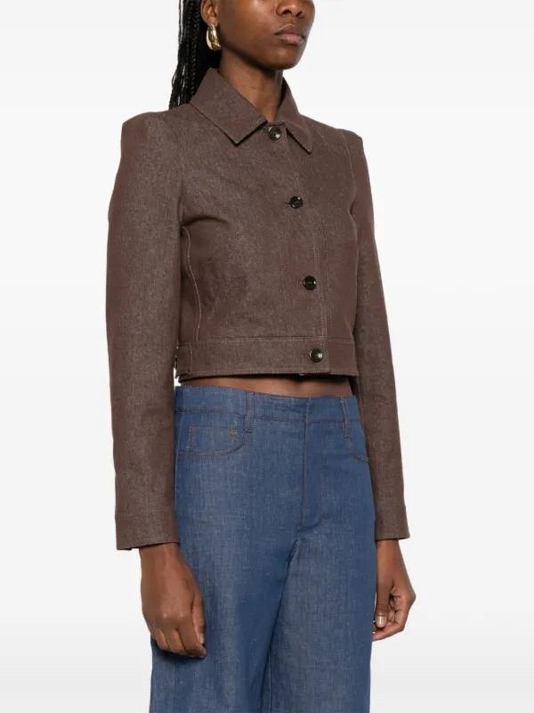 【送料&関税込】Max Mara Brown Denim Carpa Jacket Denim-effect cropped jacket, brown | 