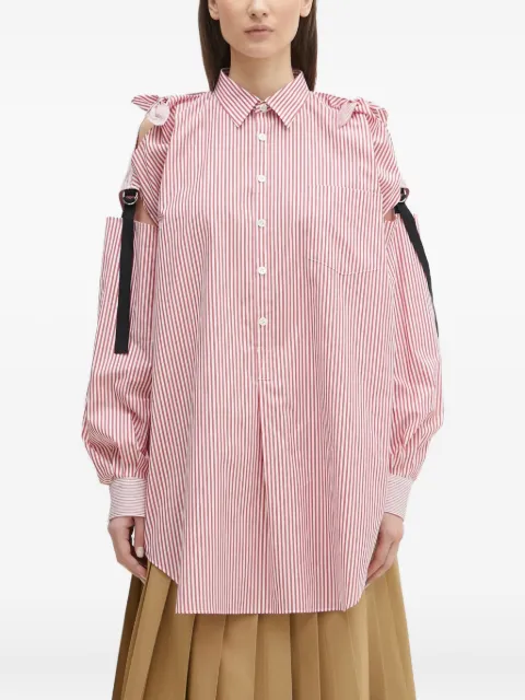 Undercover striped cut-out shoulder shirt