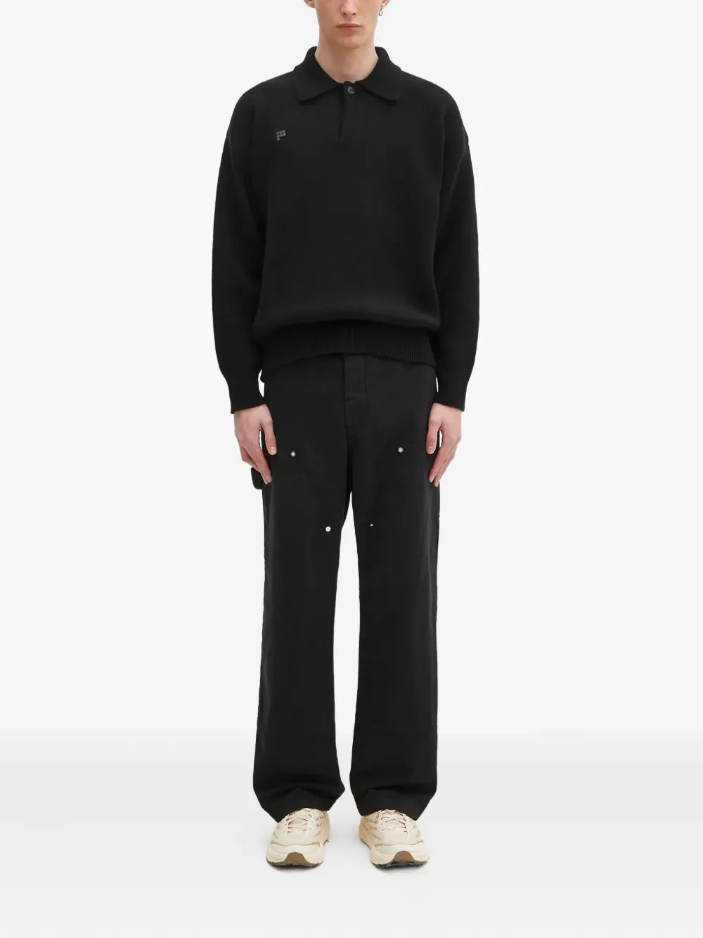 Wood Wood rivet-detail straight trousers - Zwart