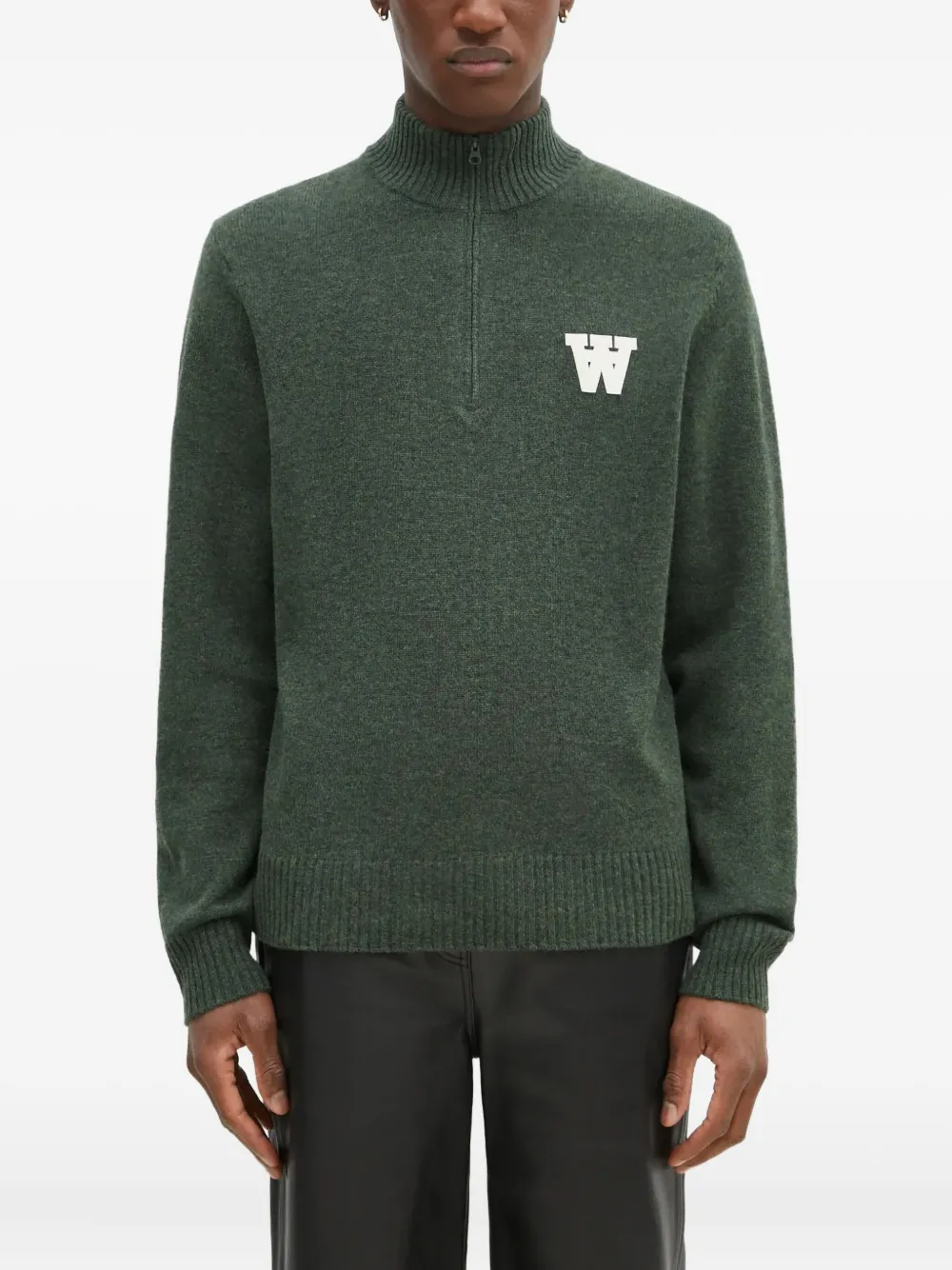 Wood Wood half-zip logo-detaill sweater - Verde