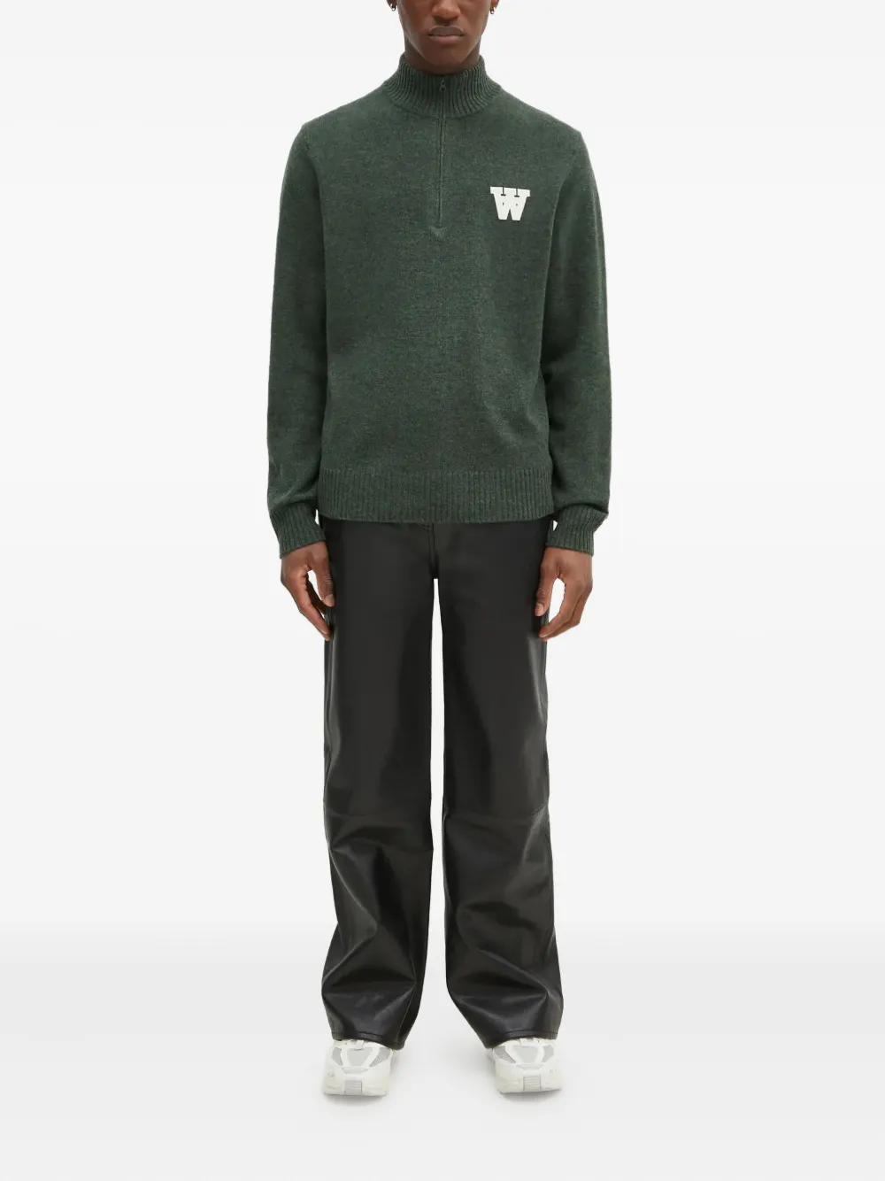 Wood Wood half-zip logo-detaill sweater - Groen