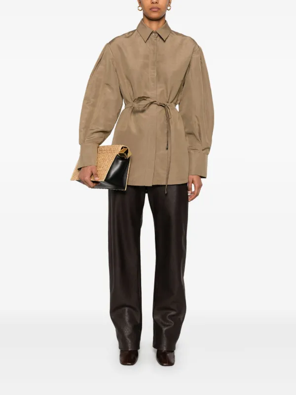 Tシャツ・カットソー Max Mara AFFARI - Linen and silk shirt with belt Affari belted linen and silk shirt in brown - Max Mara