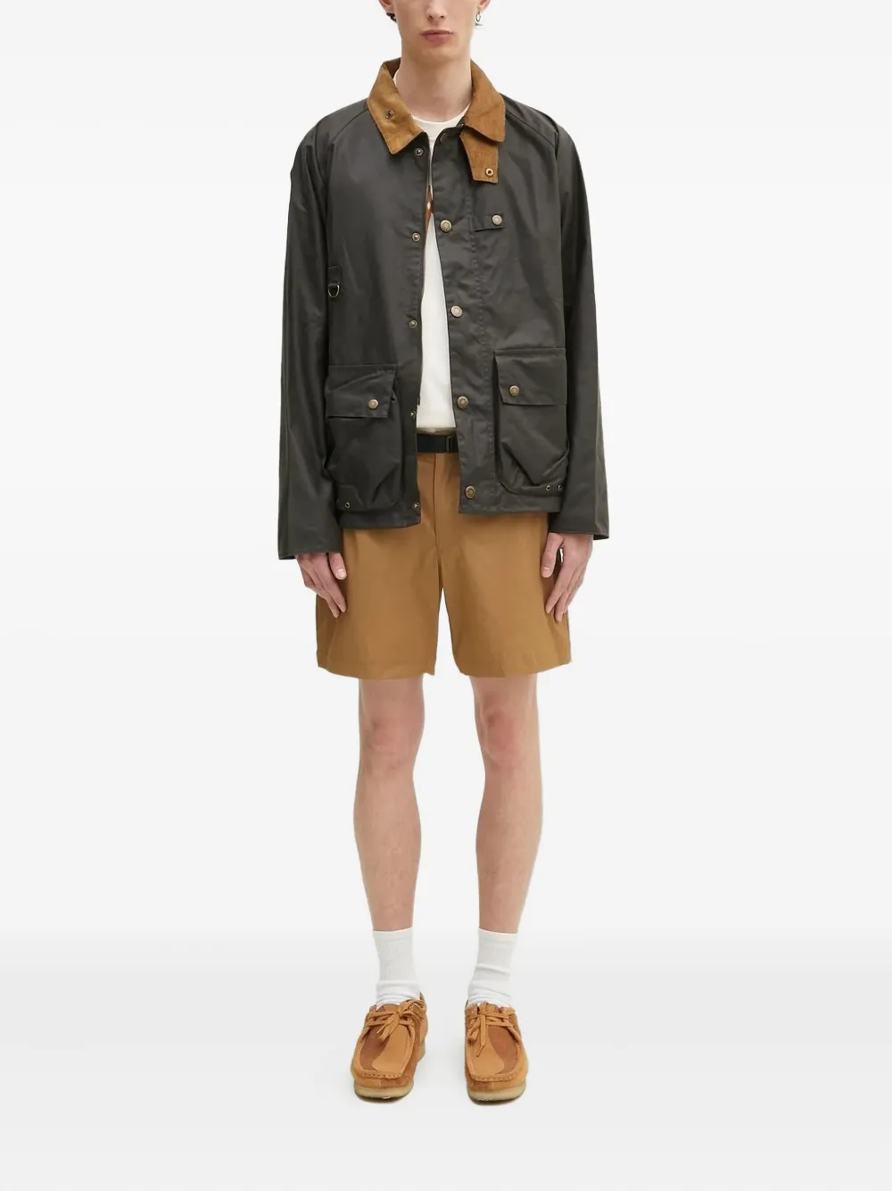 Barbour corduroy-collar buttoned jacket Groen