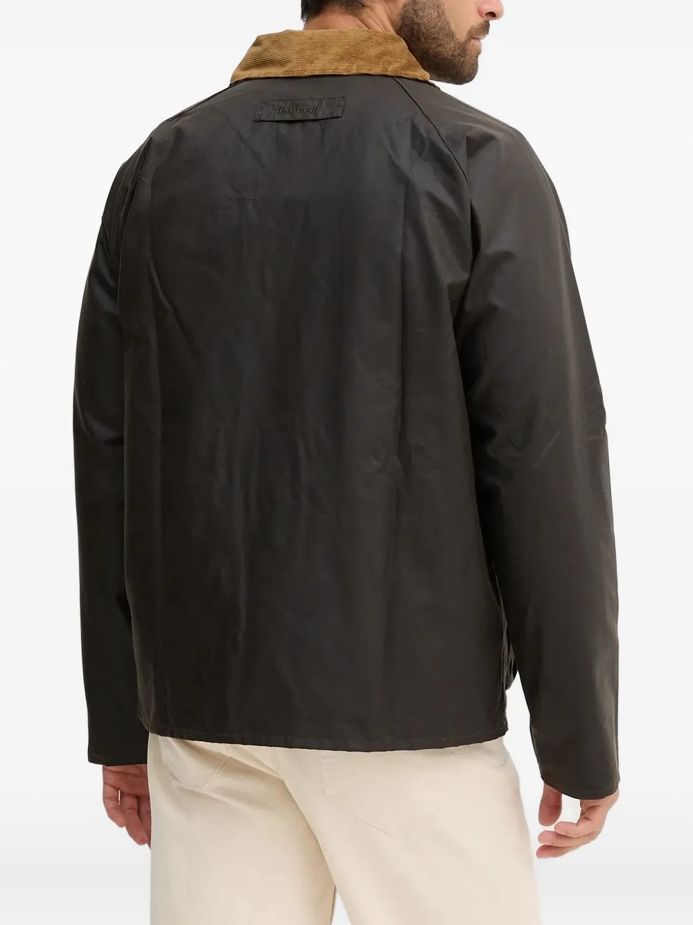 Barbour corduroy-collar buttoned jacket Groen