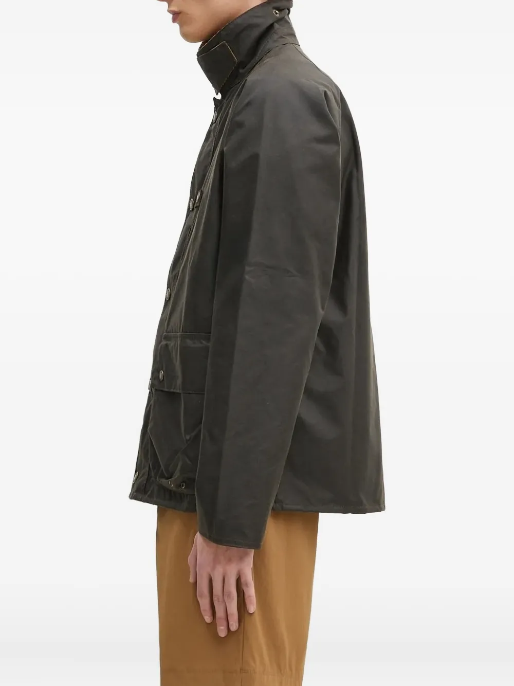 Barbour corduroy-collar buttoned jacket Groen