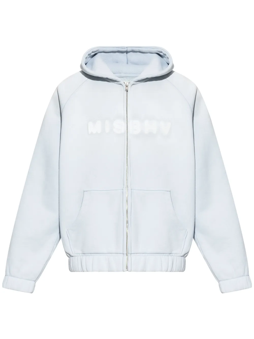 Misbhv Cotton Sweatshirt In Light Blue With Zip Fastening In Blue