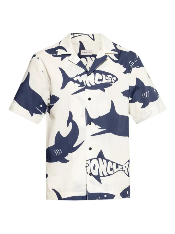 追跡送料込 MONCLER シャーク ロゴモチーフ Tシャツ Moncler シャークプリント Tシャツ | ブルー | FARFETCH JP