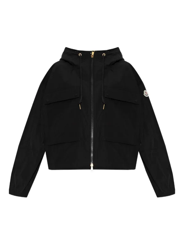 ジャケット・アウター MONCLER Logo Patch Hooded Nylon Jacket Moncler logo-patch Hooded Jacket | Black | FARFETCH