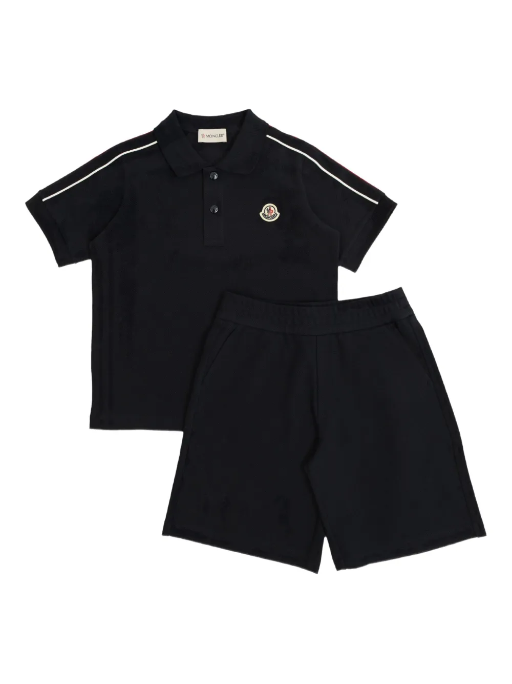 Moncler Enfant Katoenen shorts met driekleurige afwerking Zwart