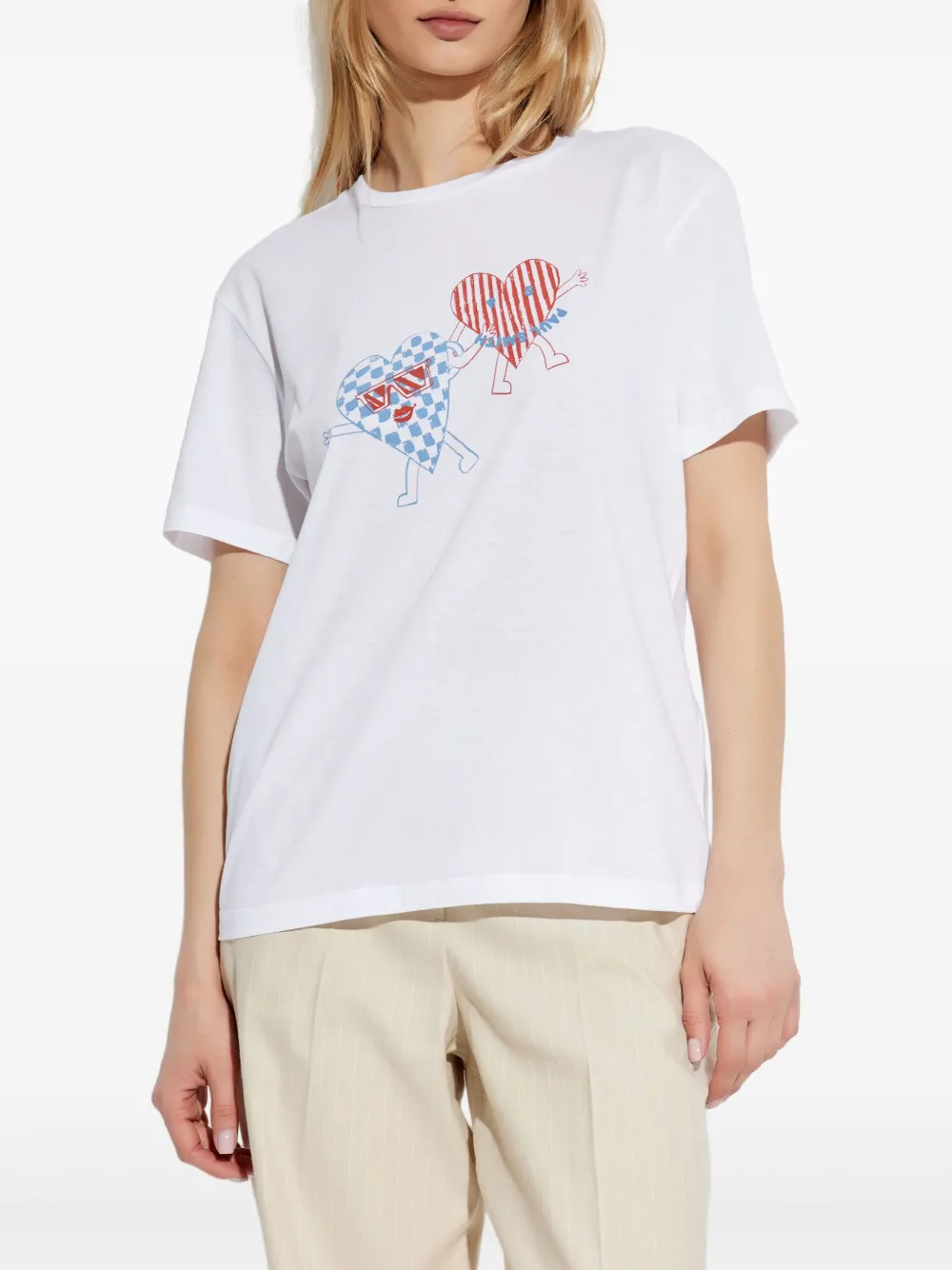 PS Paul Smith T-shirt met hartprint Wit