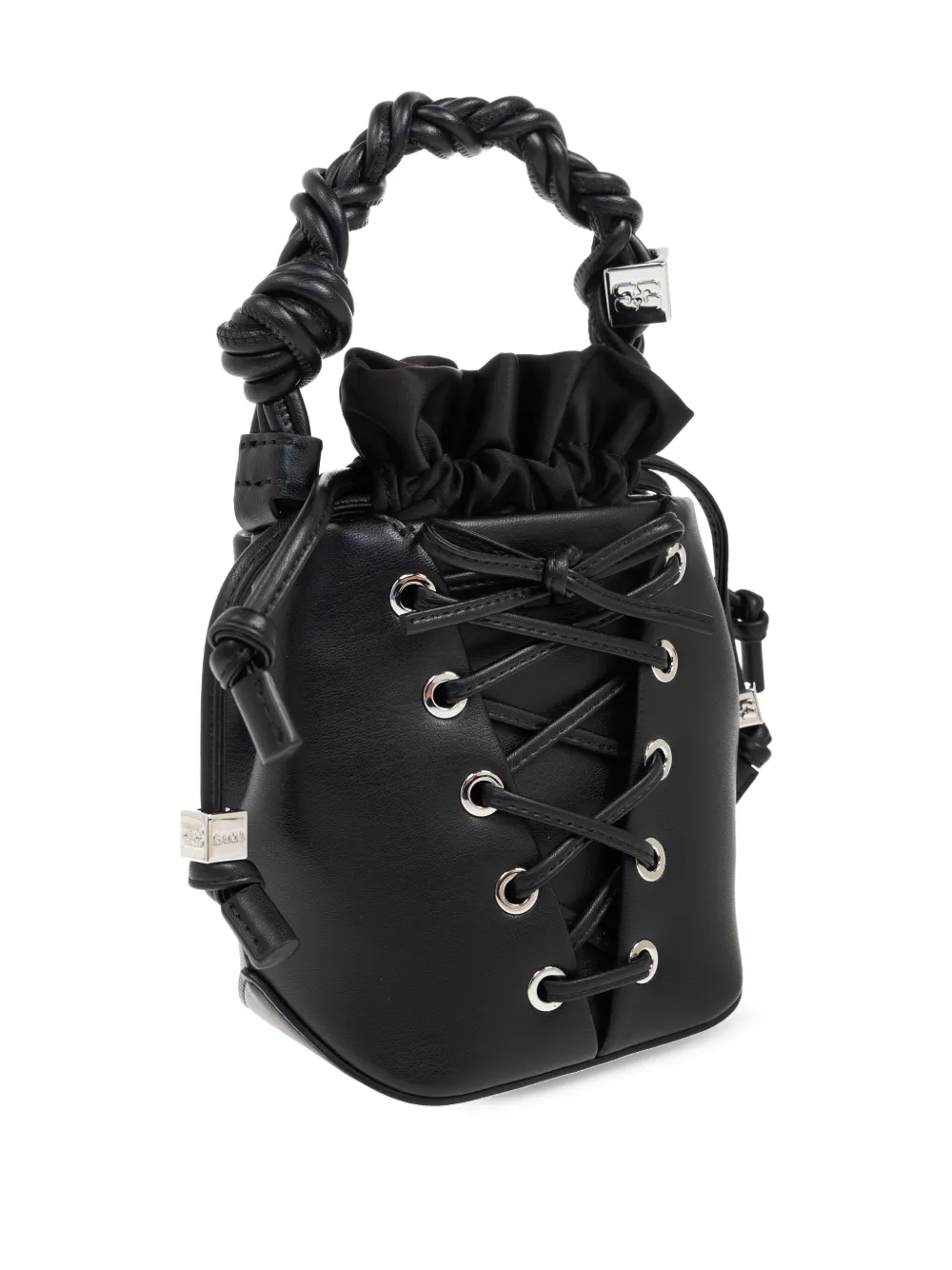 GANNI Leren shopper Zwart