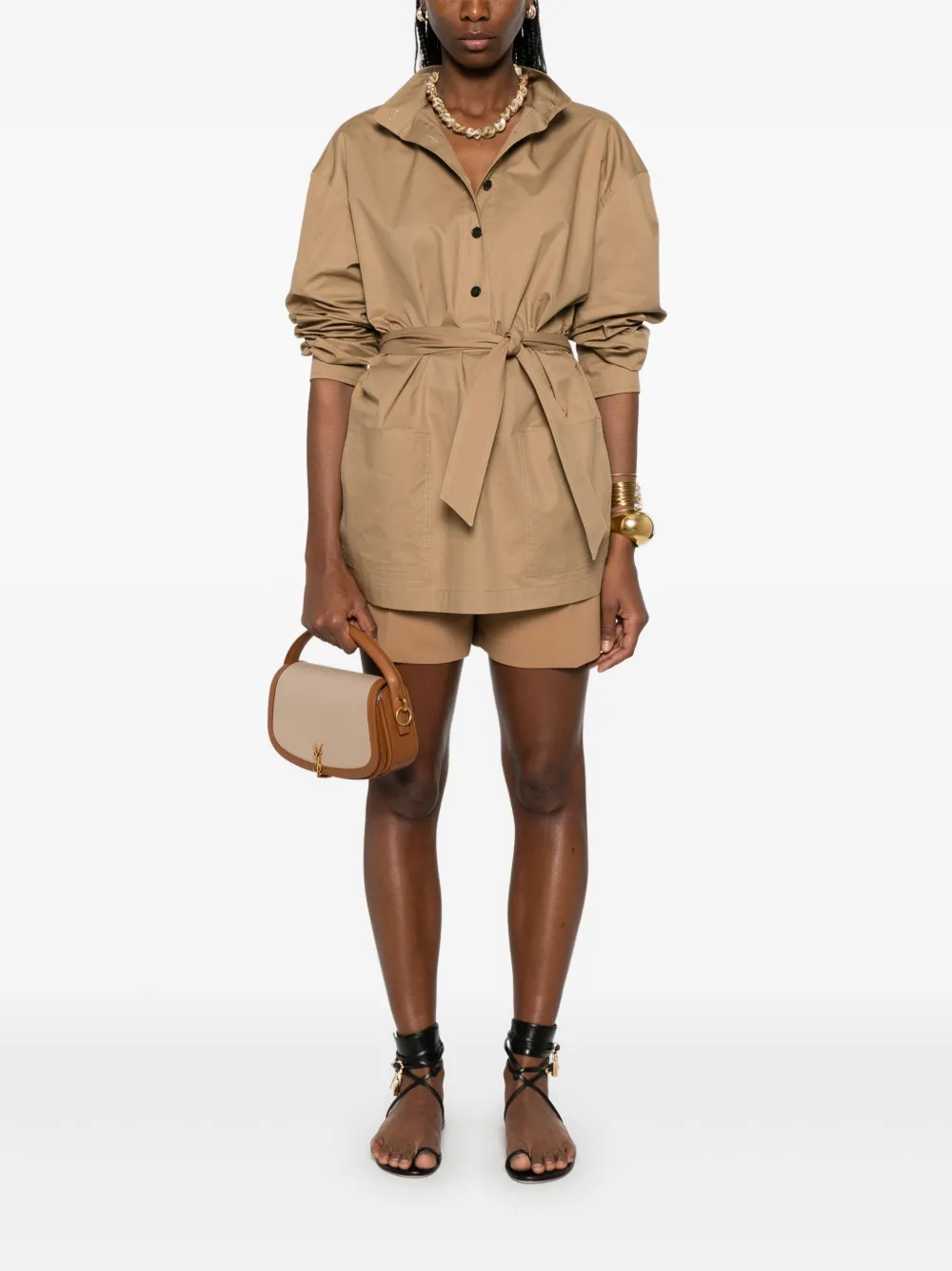 Saint Laurent Top met ceintuur - Bruin