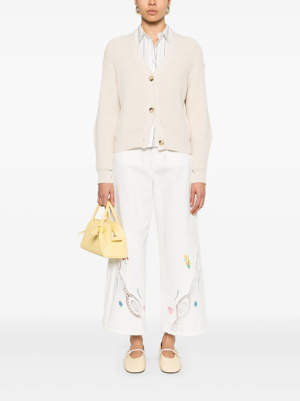 Weekend Max Mara Wales Cotton Blend Knit Cardigan In Neutral