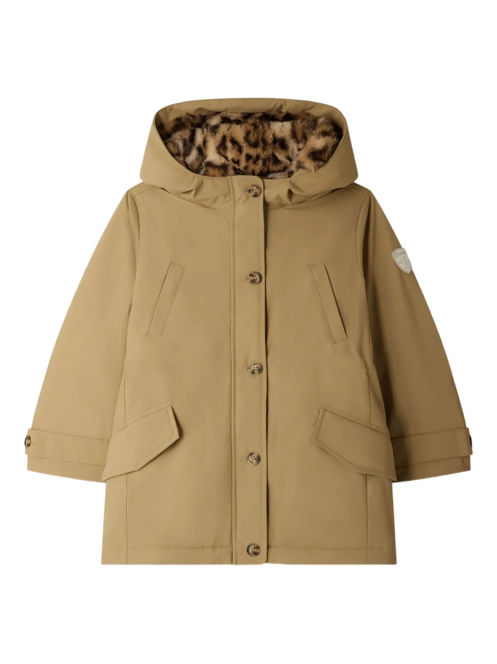 Bonpoint Jas met capuchon en logopatch Beige