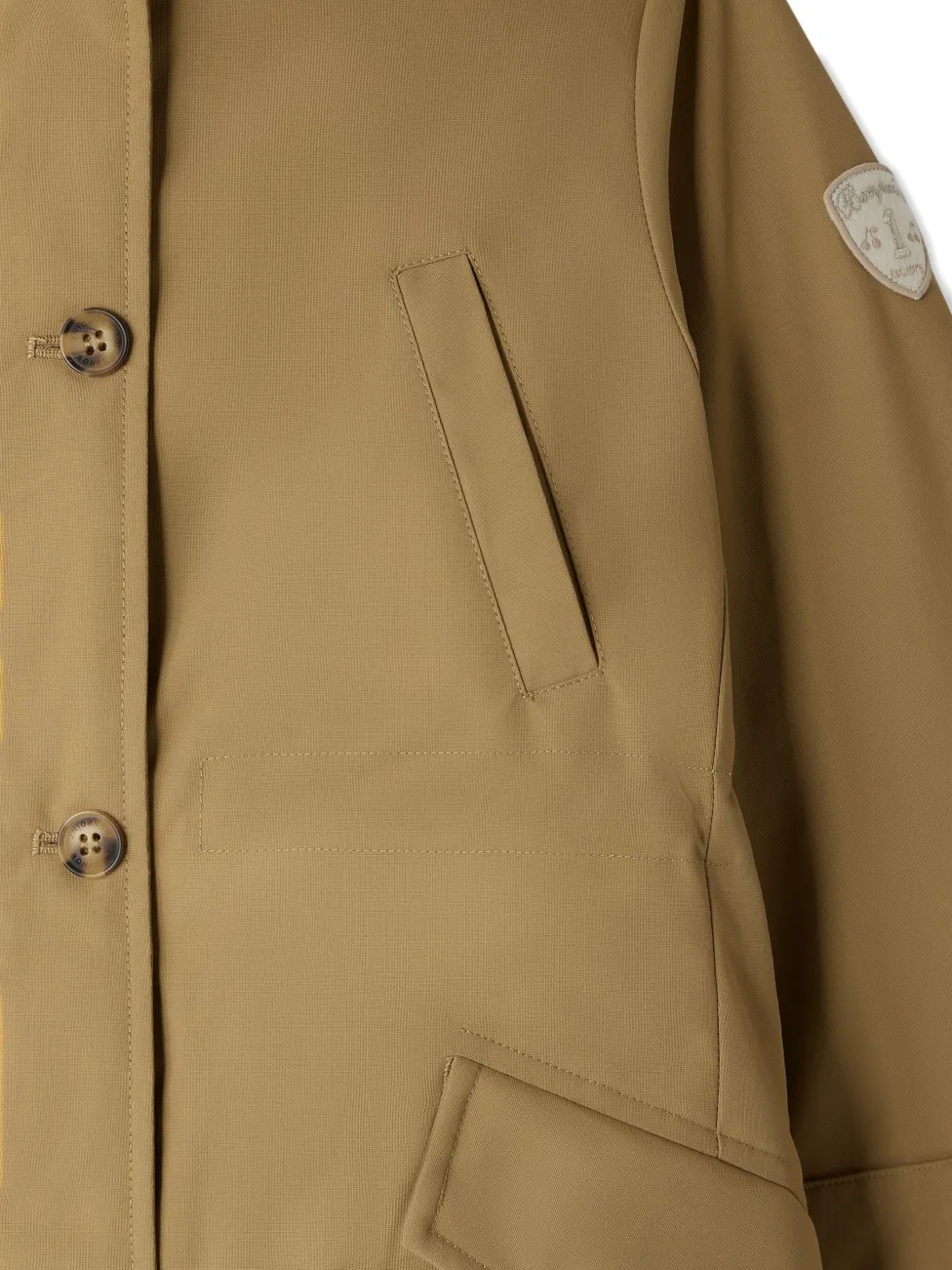 Bonpoint Jas met capuchon en logopatch Beige