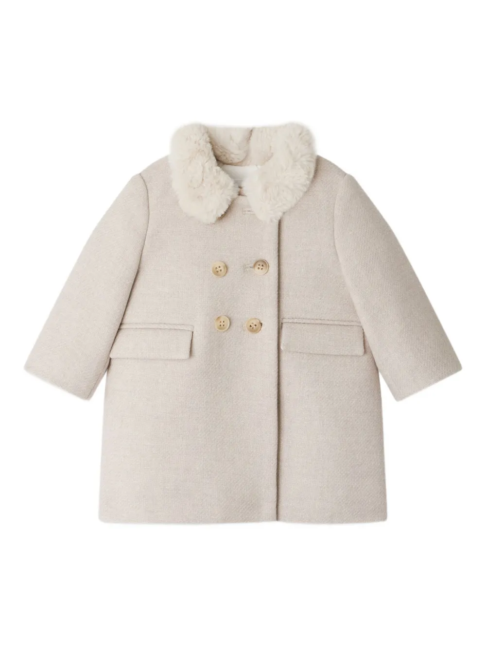 Bonpoint Moka jas met dubbele rij knopen Beige