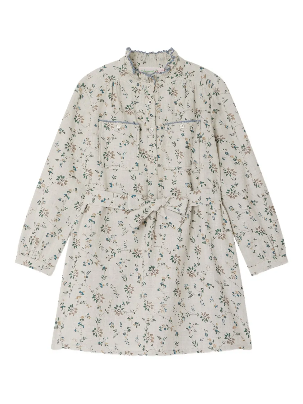 Bonpoint Tiphany Frill-neck Floral Dress In Neutral