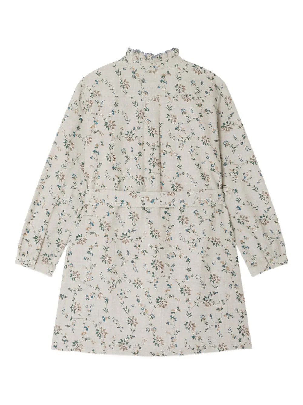 Bonpoint Tiphany Frill-neck Floral Dress In Neutral