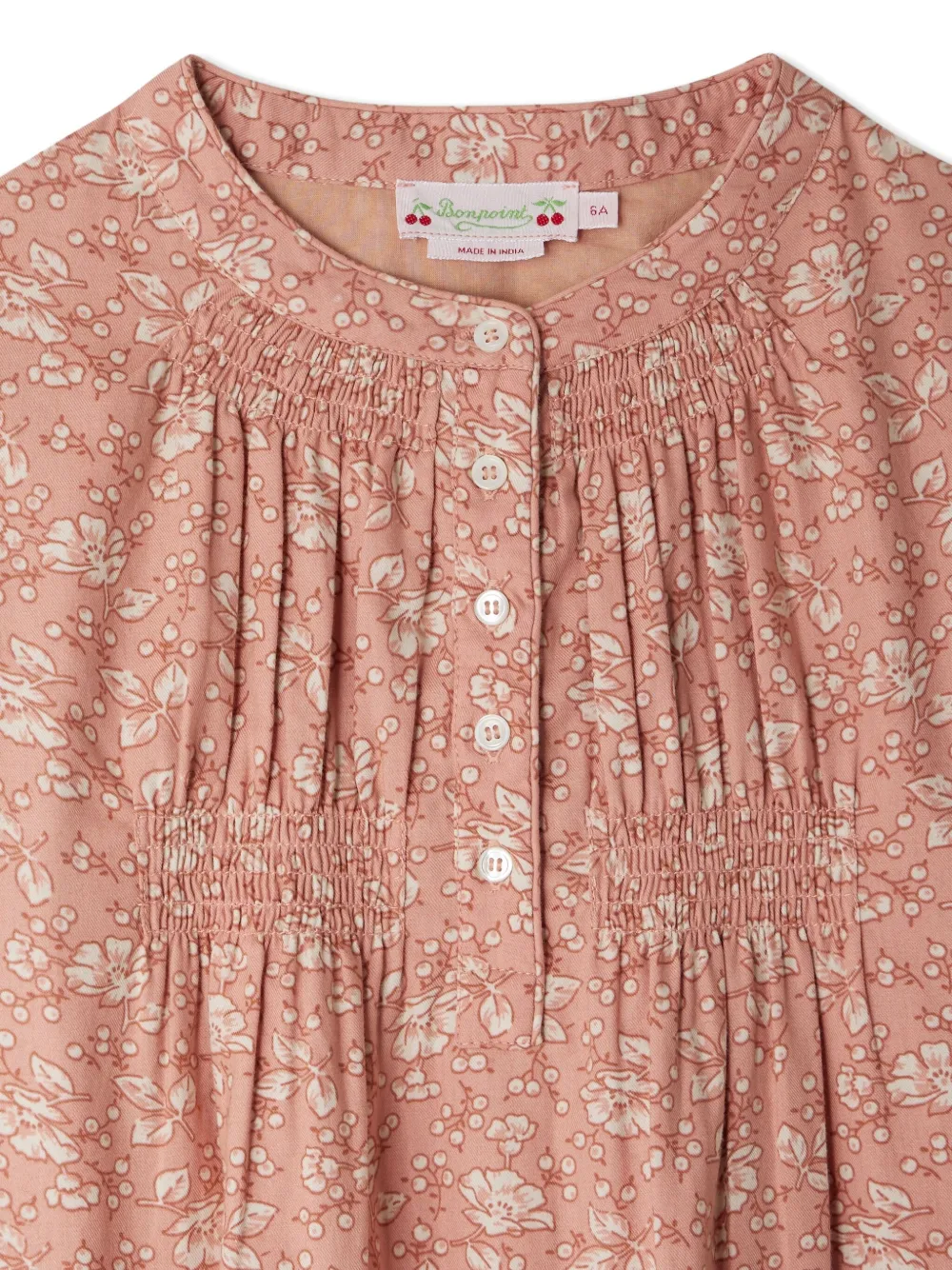 Bonpoint Katoenen jurk met bloemenprint Roze