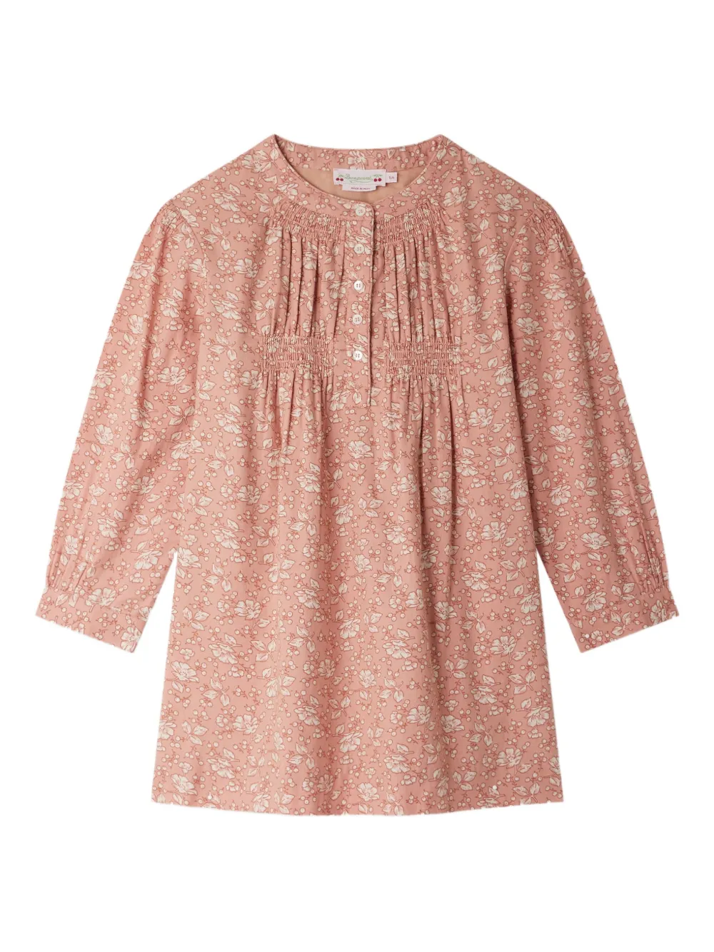 Bonpoint Katoenen jurk met bloe print Roze
