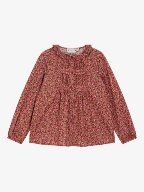 Bonpoint smocked cherry-print blouse