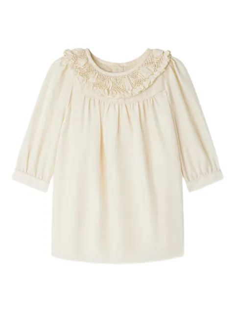 Bonpoint ruffled collar silk dress