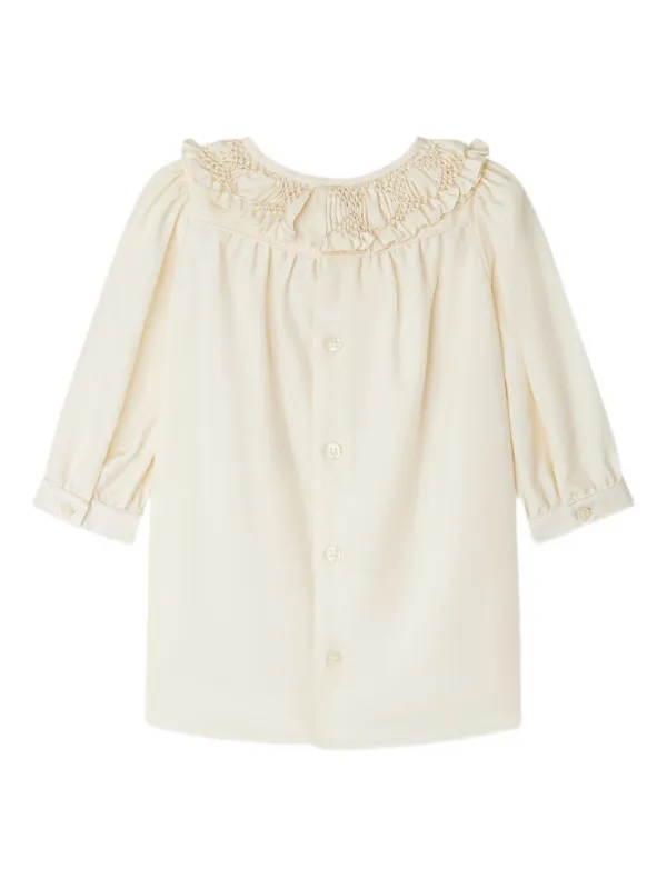 bonpoint silk dress Bonpoint Ruffled Collar Silk Dress | White