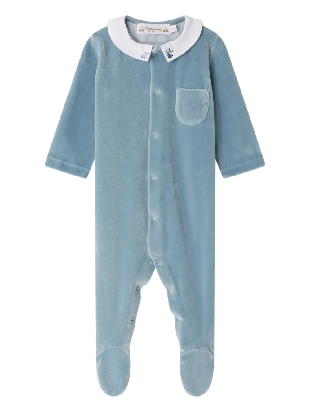 Bonpoint Tilouan Peter Pan-collar velour pajamas Blauw