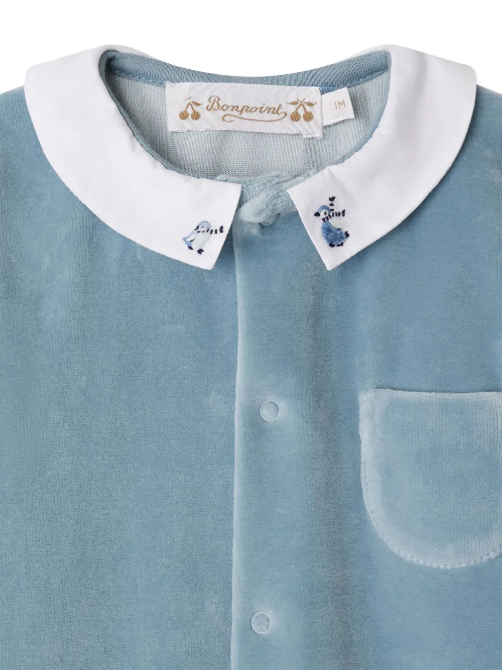 Bonpoint Tilouan Peter Pan-collar velour pajamas Blauw