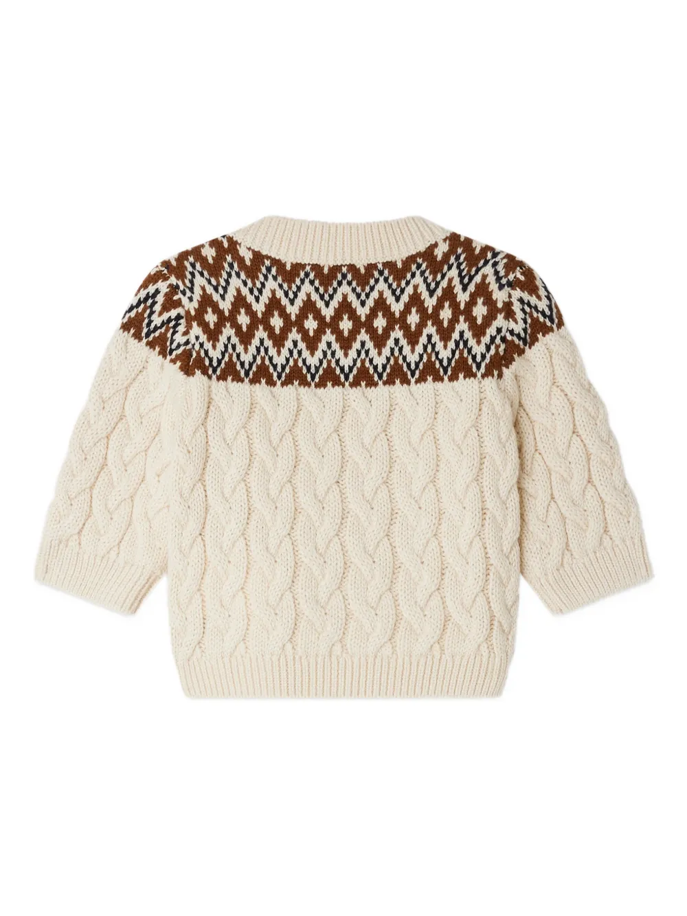 Bonpoint Kabelgebreide trui met patroon Beige