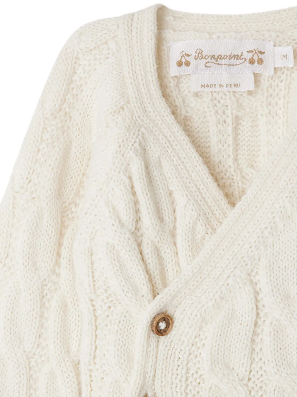 Bonpoint Kabelgebreide vest-broek set Wit